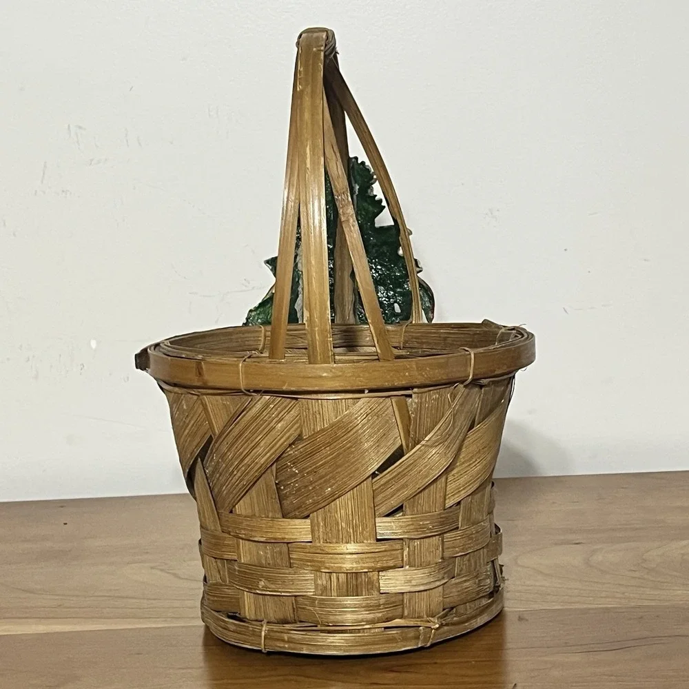 Vintage Woven Style Basket Decorative‎ Ceramic Vegetable Accents Farmhouse Decor